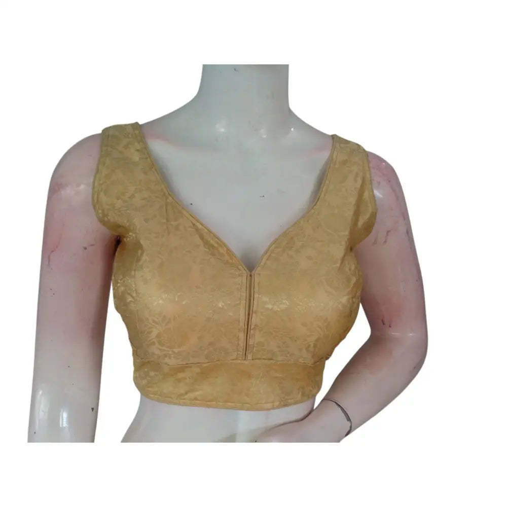 Golden Radiance Banaras Silk Ready made Saree Blouse: A Touch of Royalty - D3blouses