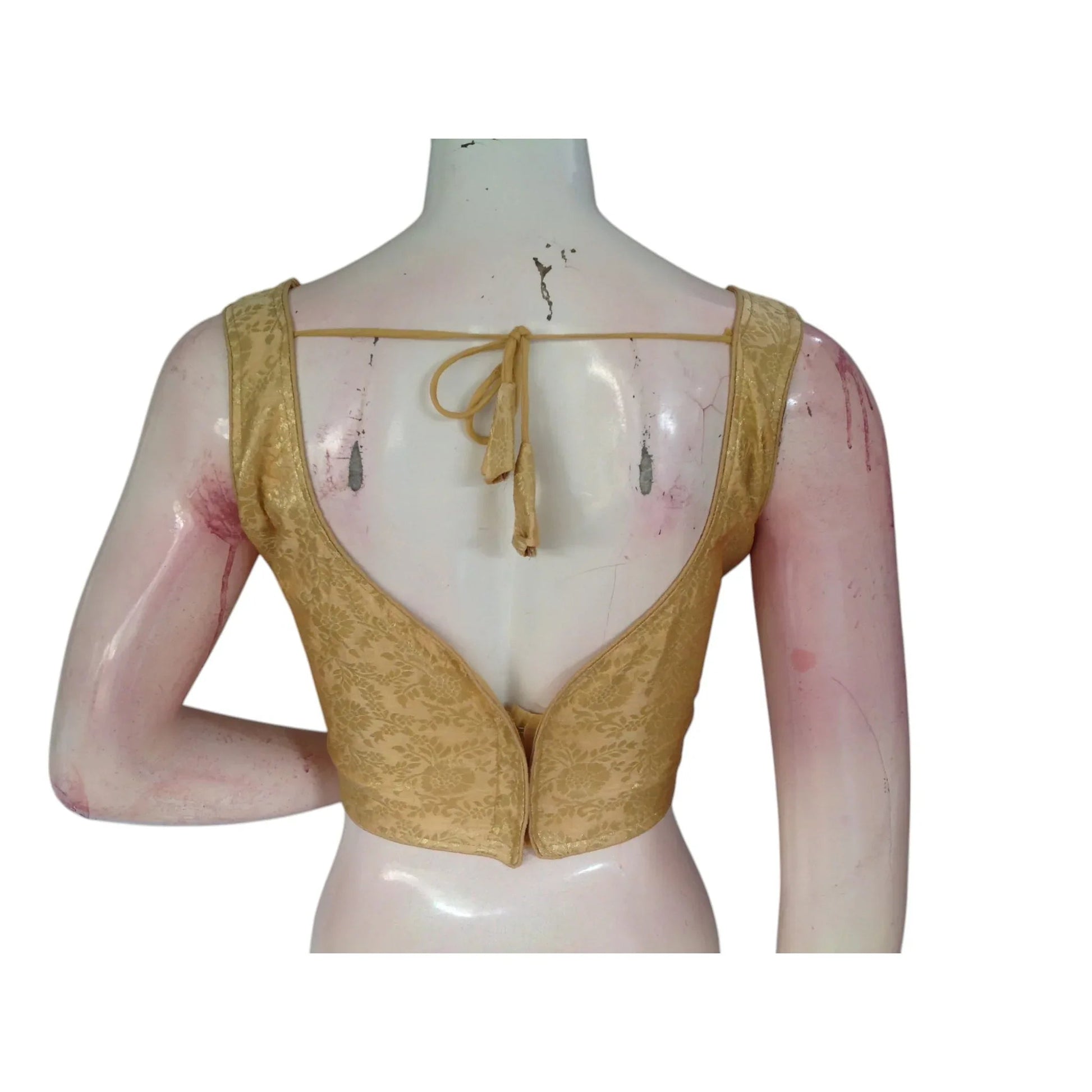 Golden Radiance Banaras Silk Ready made Saree Blouse: A Touch of Royalty - D3blouses