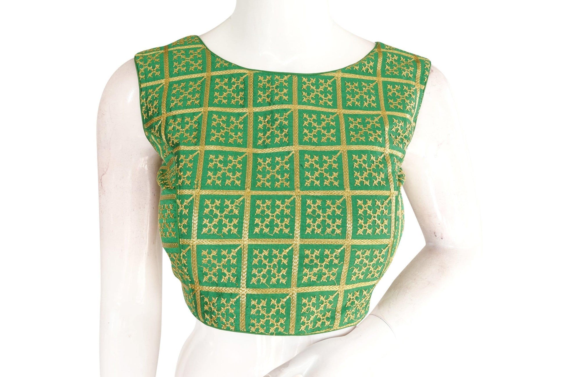 Green Color Banaras Brocade Silk Readymade Blouse with Matching Mask - D3blouses