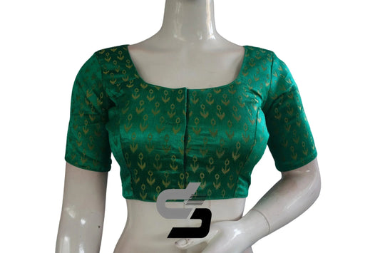 Green Color Brocade Readymade Saree Blouse - D3blouses