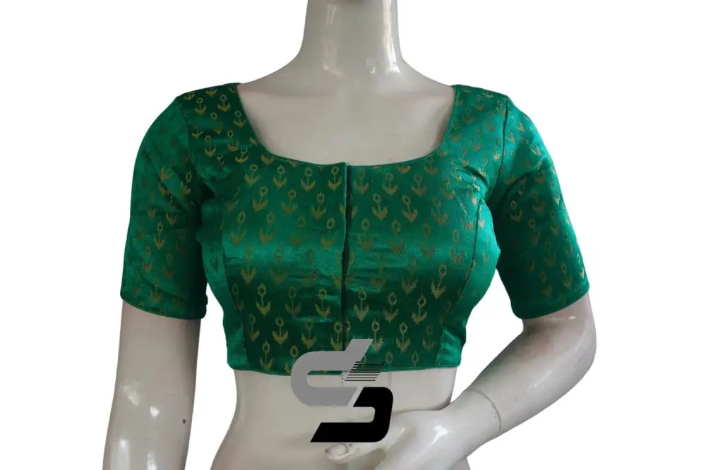 Green Color Brocade Readymade Saree Blouse - D3blouses