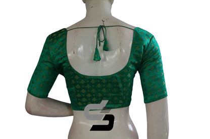 Green Color Brocade Readymade Saree Blouse - D3blouses