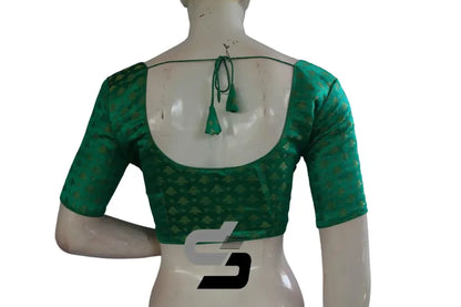 Green Color Brocade Readymade Saree Blouse - D3blouses