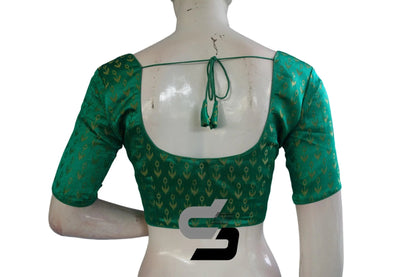 Green Color Brocade Readymade Saree Blouse - D3blouses