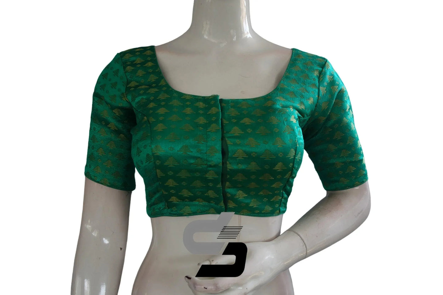 Green Color Brocade Readymade Saree Blouse - D3blouses