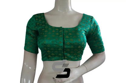 Green Color Brocade Readymade Saree Blouse - D3blouses