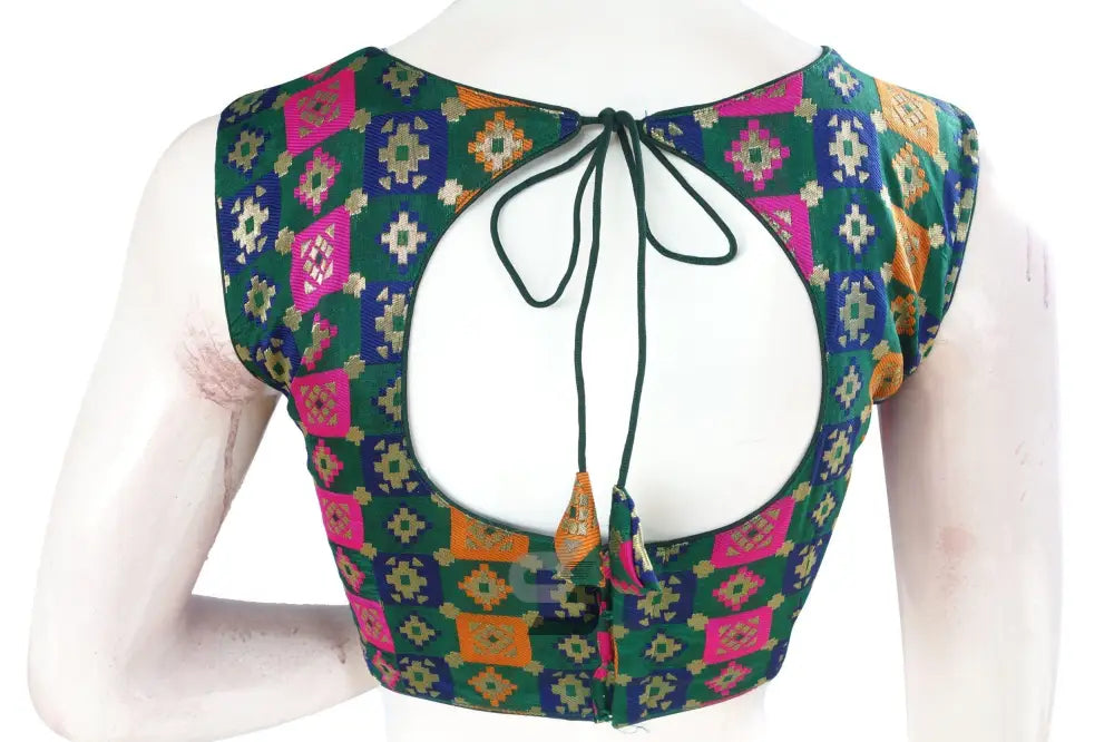 Green Color Brocade silk Designer Blouse - D3blouses