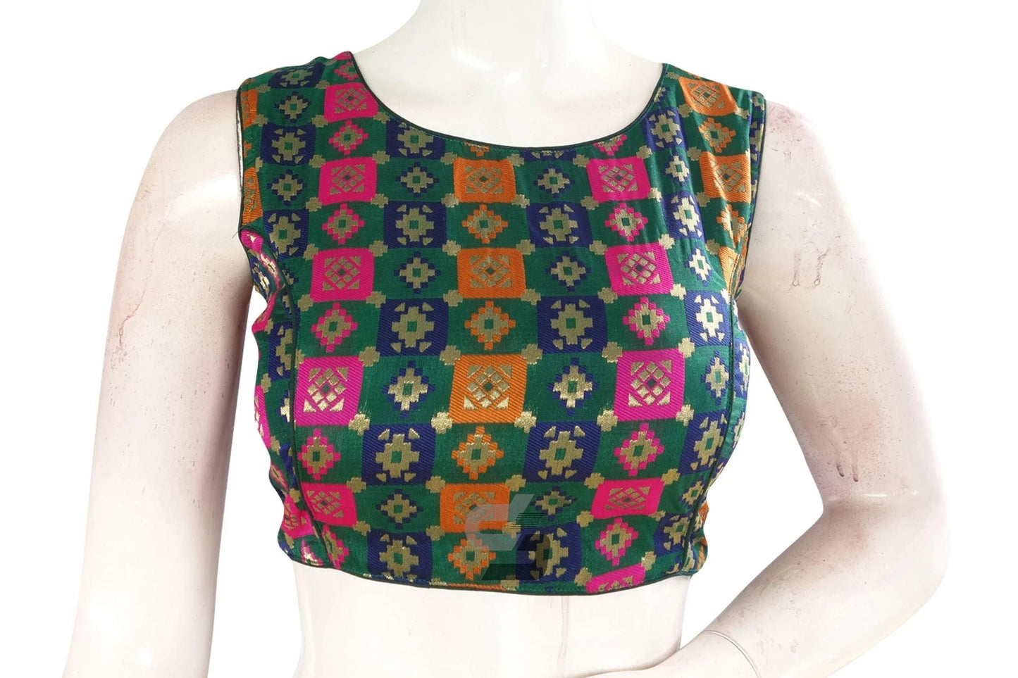 Green Color Brocade silk Designer Blouse - D3blouses
