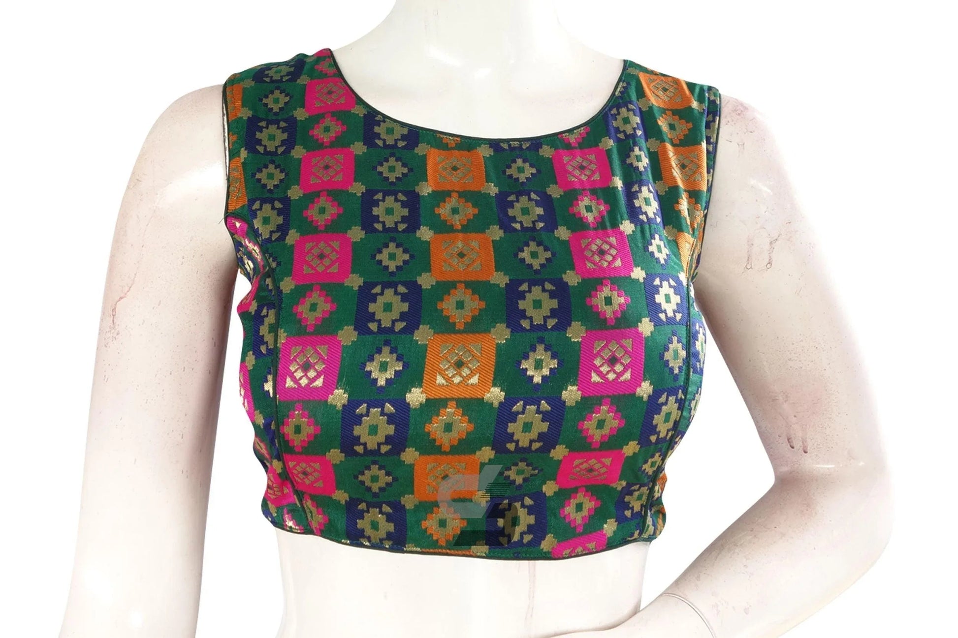 Green Color Brocade silk Designer Blouse - D3blouses