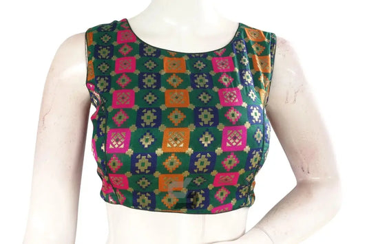 Green Color Brocade silk Designer Blouse - D3blouses