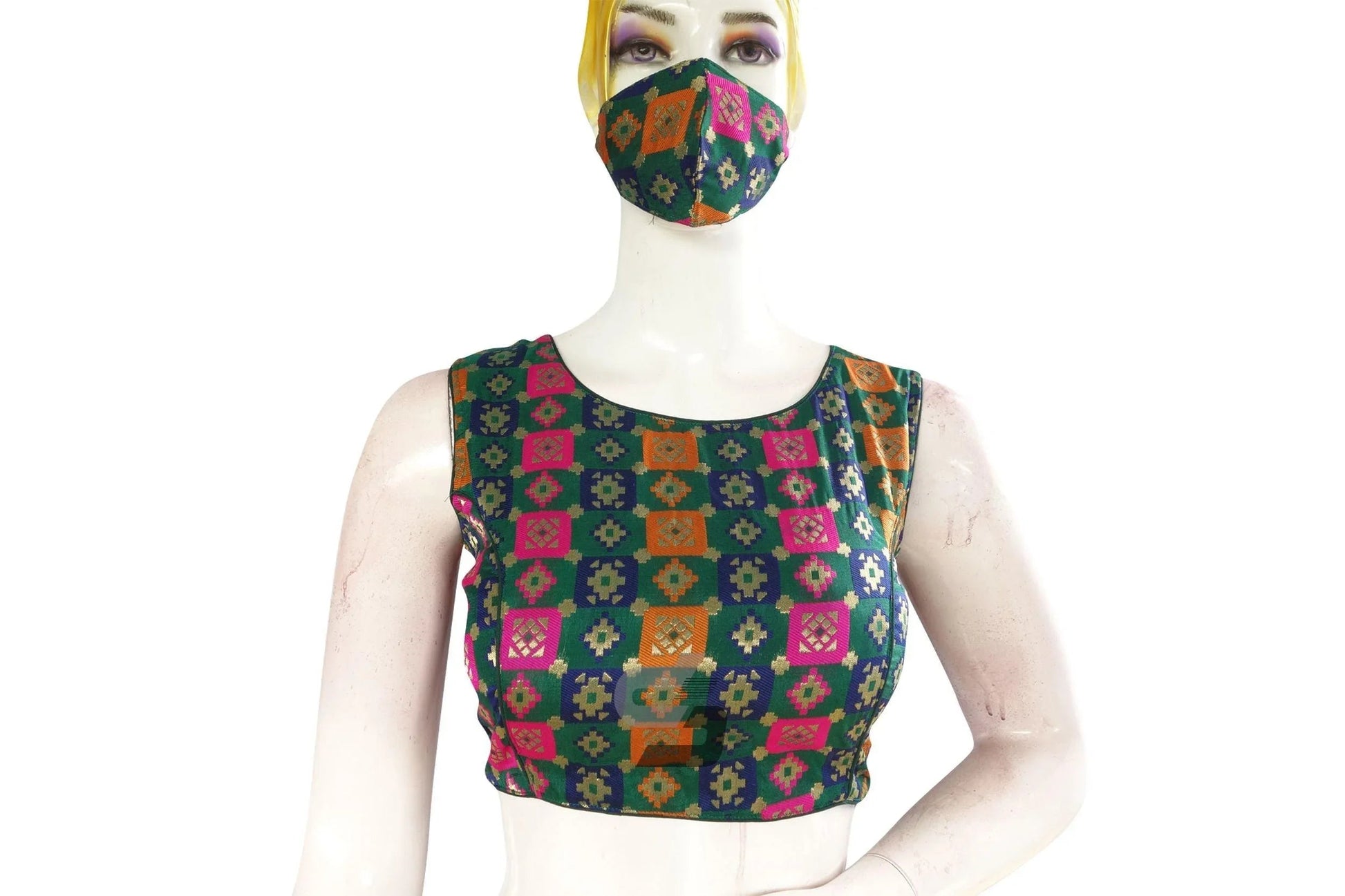 Green Color Brocade silk Designer Blouse - D3blouses