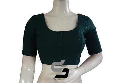 Green Color Chikankari Embroidery Readymade saree blouse - D3blouses