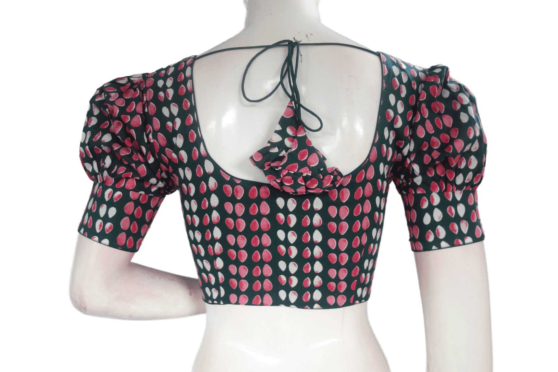 Green Color Cotton Designer Blouse With Puff Sleeves - D3blouses