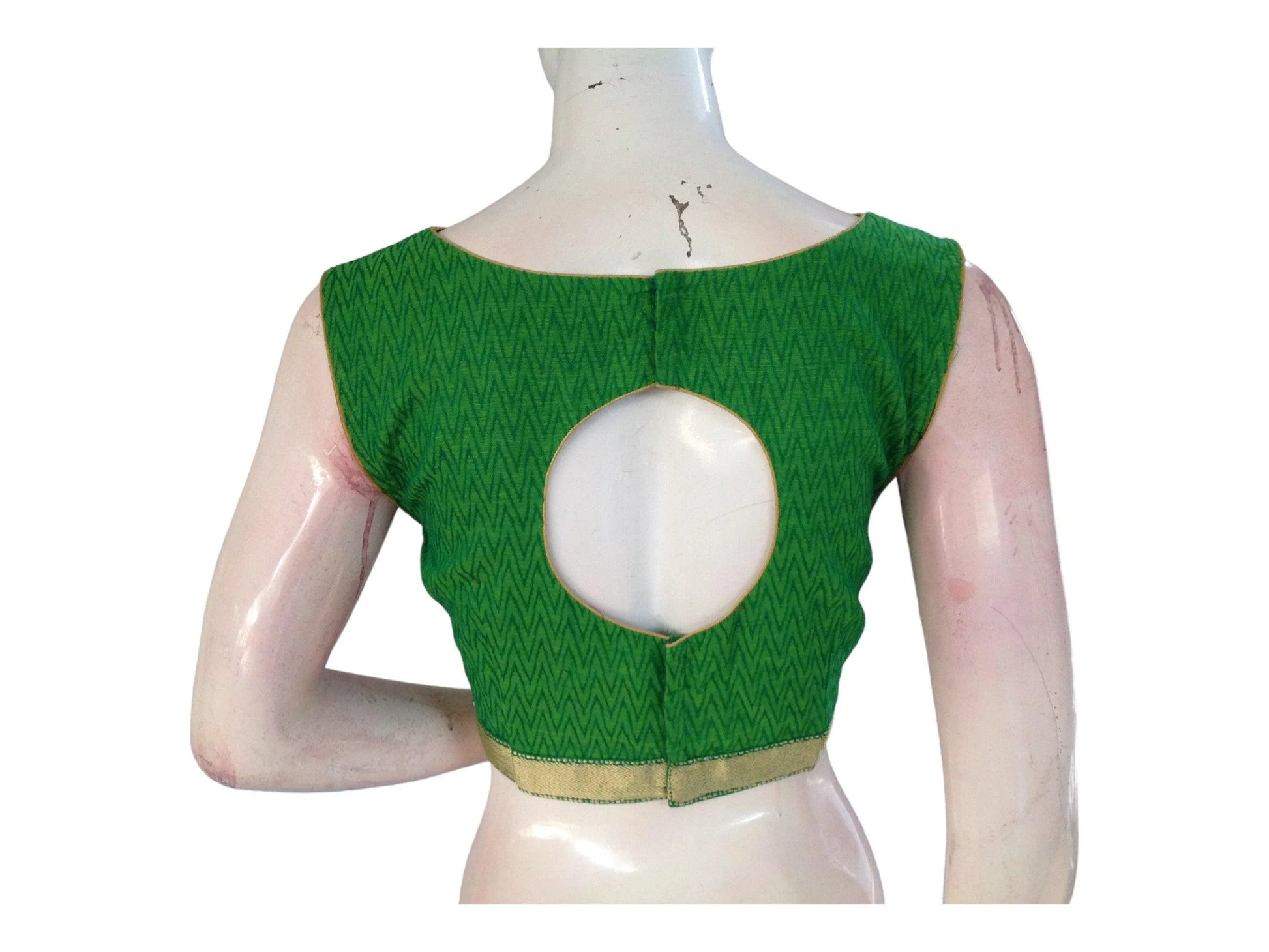 Green Color Cotton Readymade Saree Blouse - D3blouses