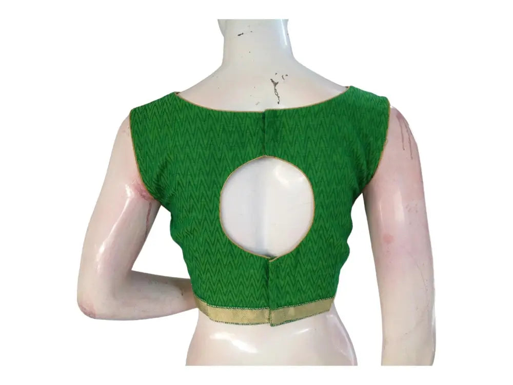 Green Color Cotton Readymade Saree Blouse - D3blouses