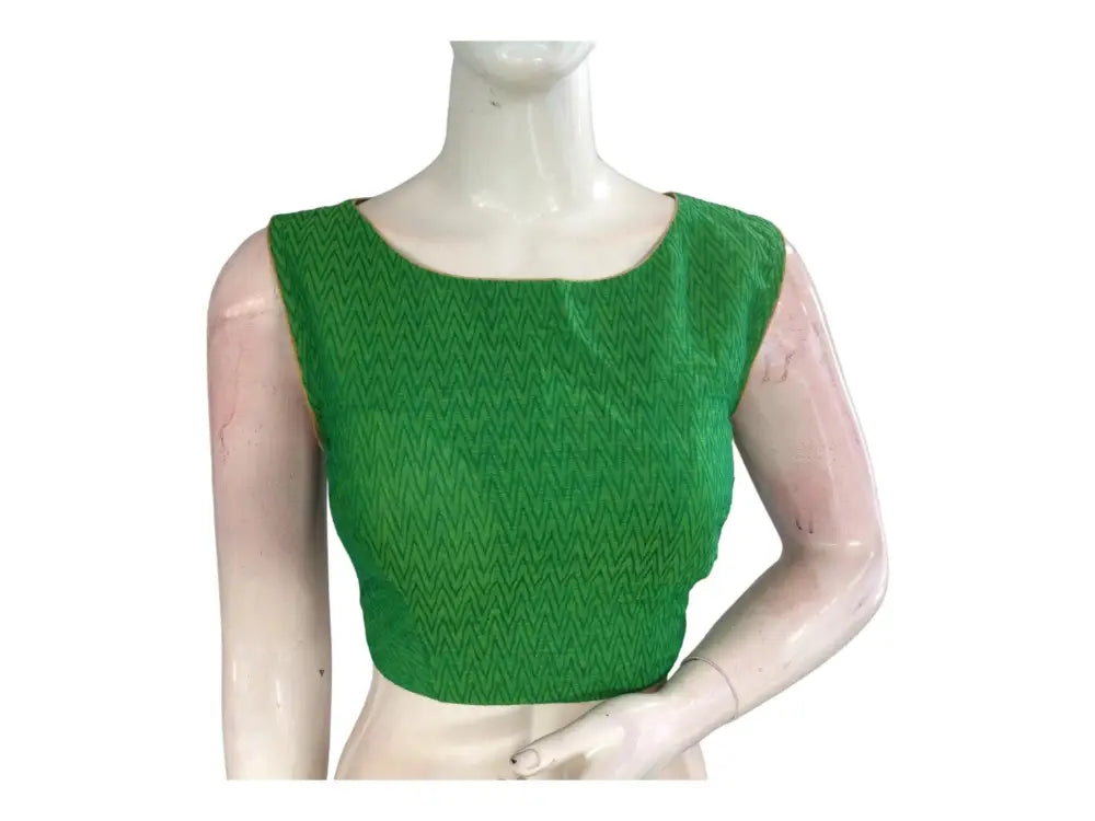Green Color Cotton Readymade Saree Blouse - D3blouses
