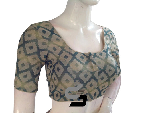 Green Color Multi silk Readymade Blouse, Indian Saree Blouse - D3blouses