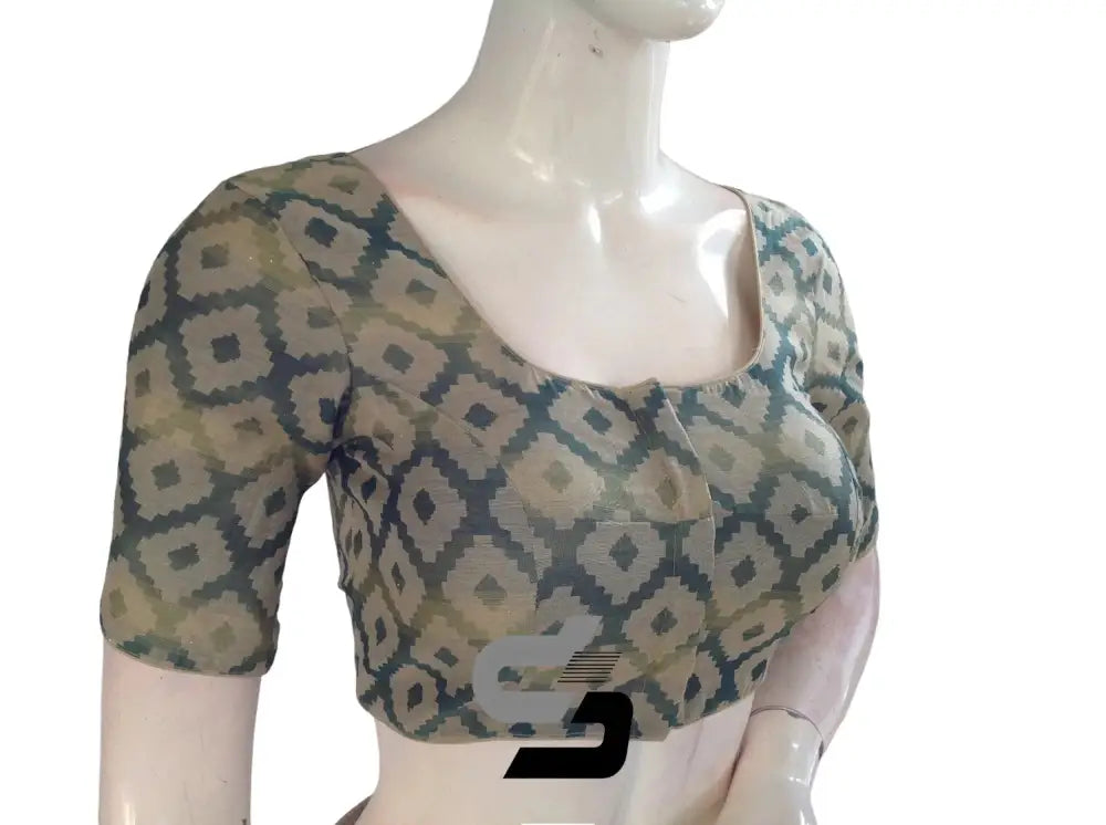 Green Color Multi silk Readymade Blouse, Indian Saree Blouse - D3blouses