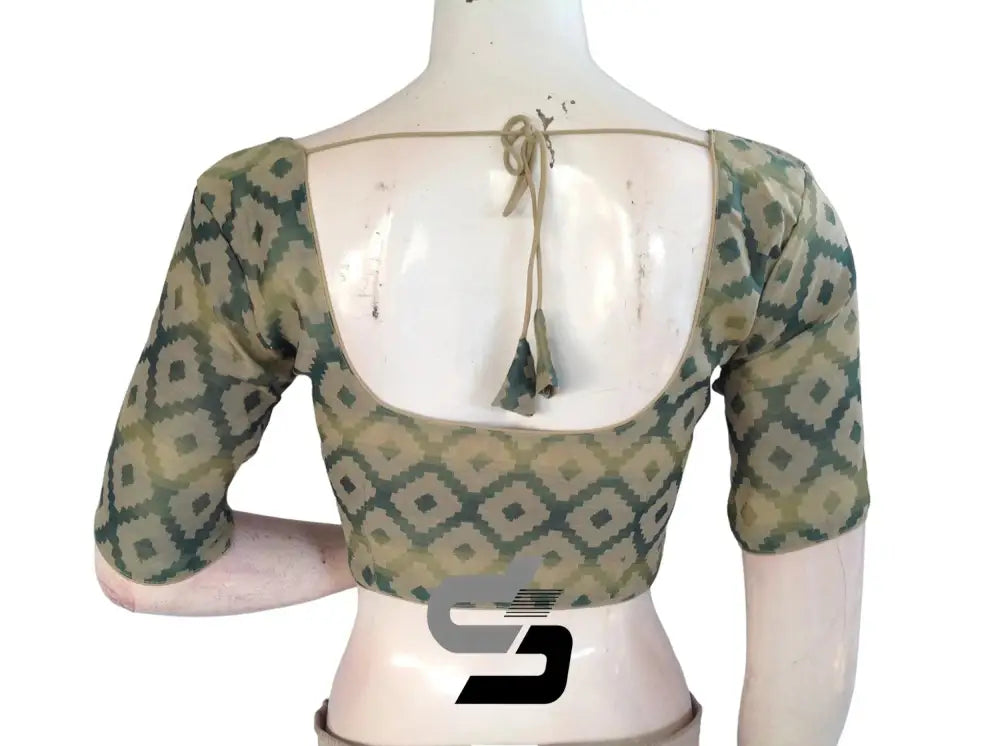 Green Color Multi silk Readymade Blouse, Indian Saree Blouse - D3blouses