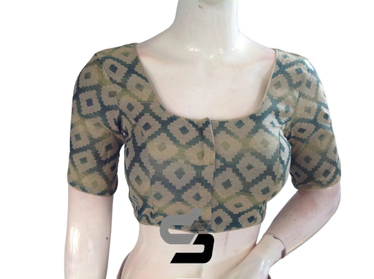 Green Color Multi silk Readymade Blouse, Indian Saree Blouse - D3blouses