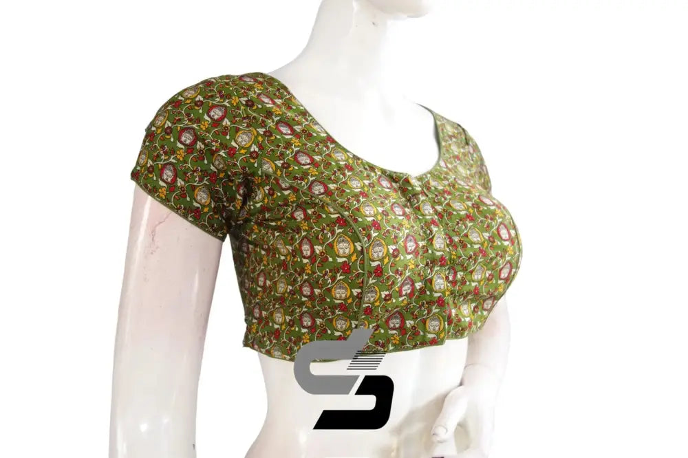 Green Color Patola Print Cotton Readymade Saree Blouse - D3blouses
