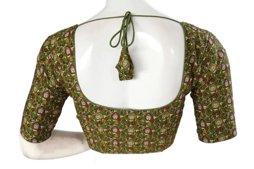 Green Color Patola Print Cotton Readymade Saree Blouse - D3blouses