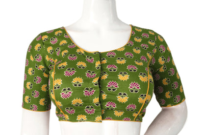 Green Color Patola Print Cotton Readymade Saree Blouse - D3blouses