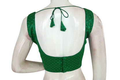 Green Color Semi Silk Designer Readymade Blouse with Face Mask - D3blouses