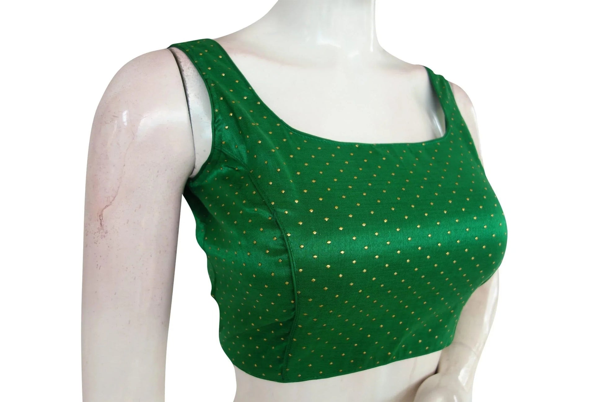 Green Color Semi Silk Designer Readymade Blouse with Face Mask - D3blouses