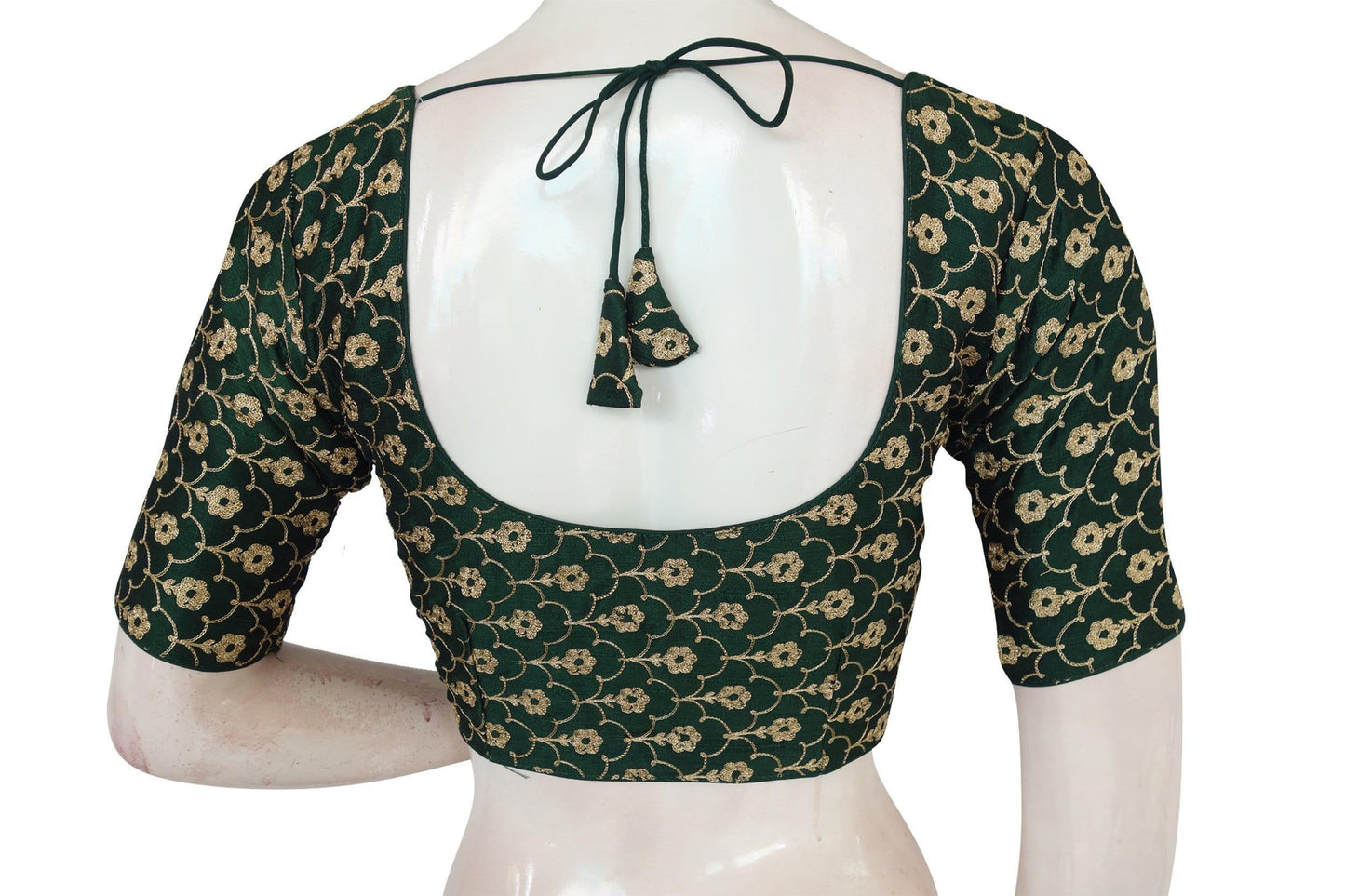 Green Color Semi Silk Floral Embroidery Designer Blouse - D3blouses