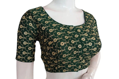 Green Color Semi Silk Floral Embroidery Designer Blouse - D3blouses