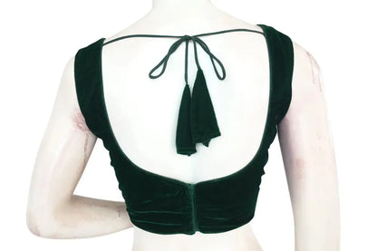 Green Color Velvet Designer Blouse With Saree Belt - D3blouses