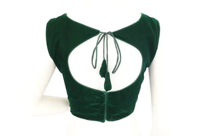 Green Color Velvet Readymade Blouse - D3blouses
