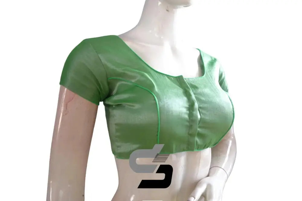 Green Elegance, Plain Tissue Readymade Blouses - D3blouses