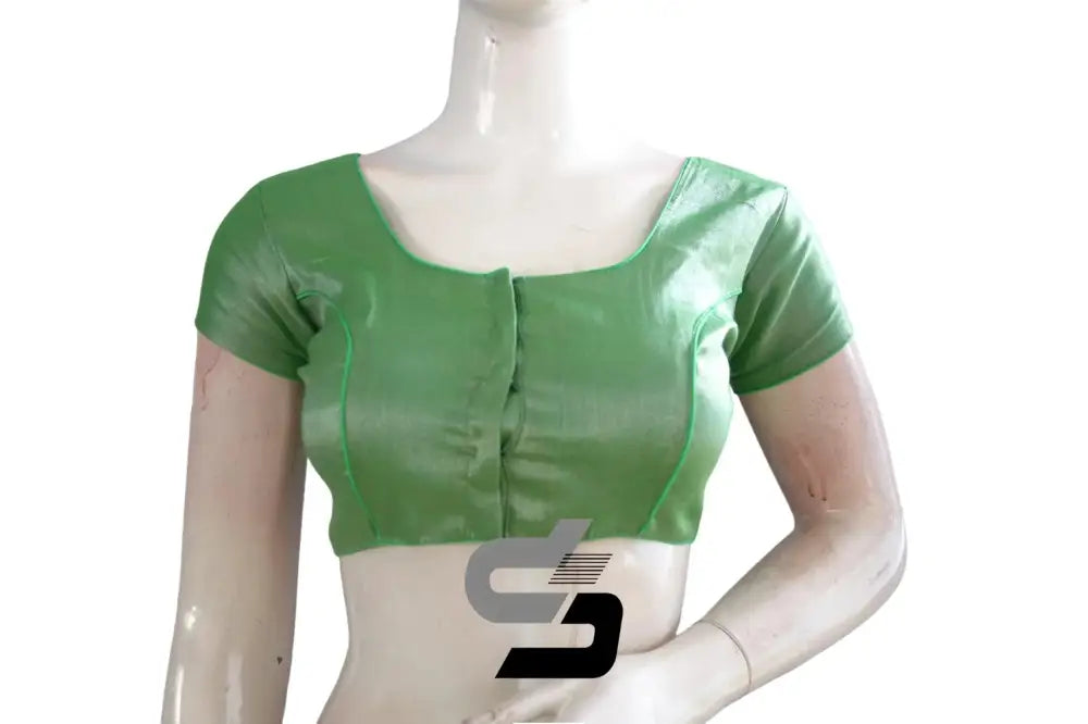 Green Elegance, Plain Tissue Readymade Blouses - D3blouses