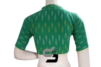 Green, Experience Unmatched Elegance with Ikkat Collar Designer Readymade Blouse - D3blouses