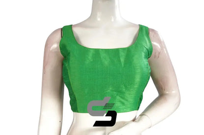 Green Glamour, Plain Semi Silk Designer Readymade Saree Blouse - D3blouses