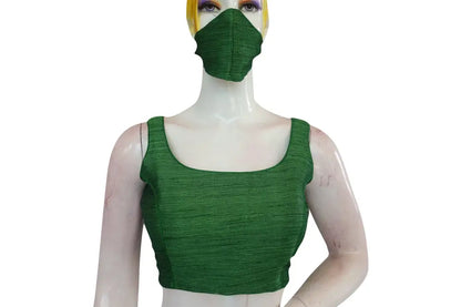 Green Semi-Silk Designer Saree Blouse, Elevate Your Look - D3blouses