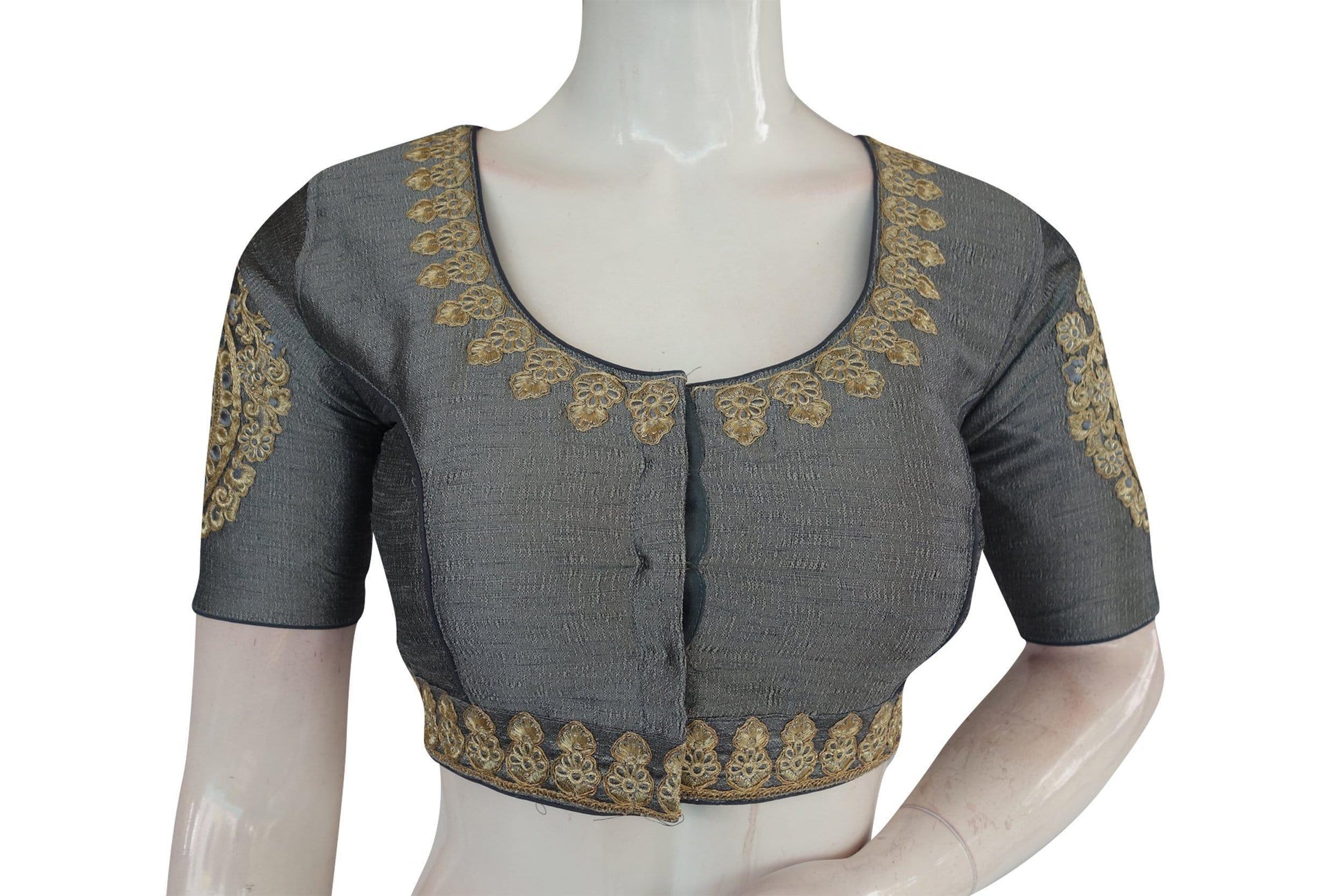 Grey Color Cut Work Designer Readymade Saree Blouses - D3blouses