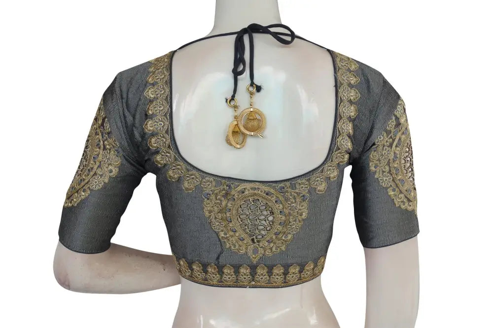 Grey Color Cut Work Designer Readymade Saree Blouses - D3blouses