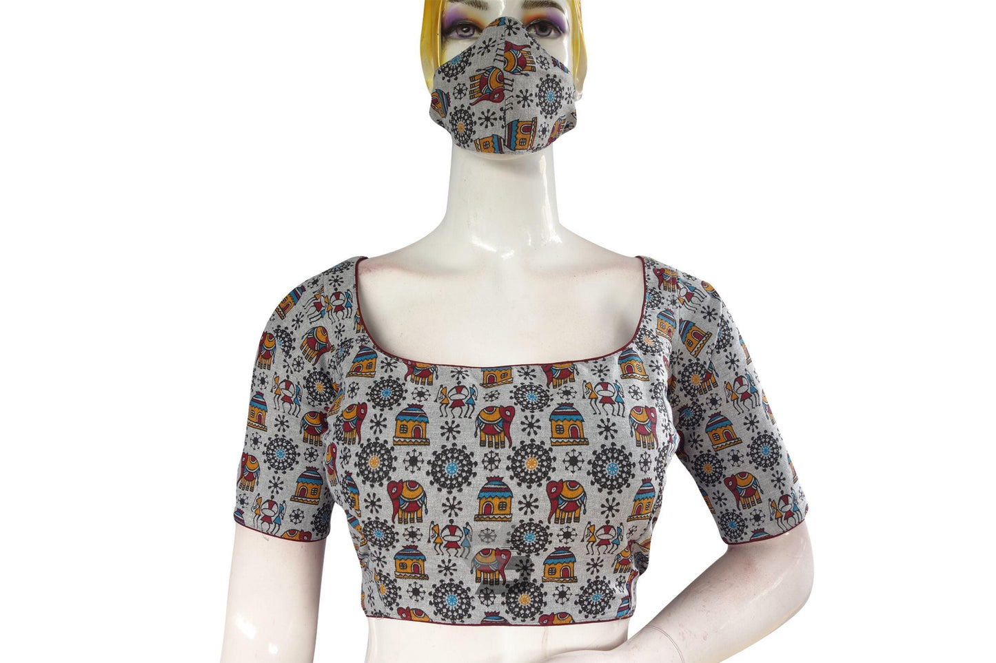 Grey Color Jute Cotton Readymade Designer Blouse - D3blouses