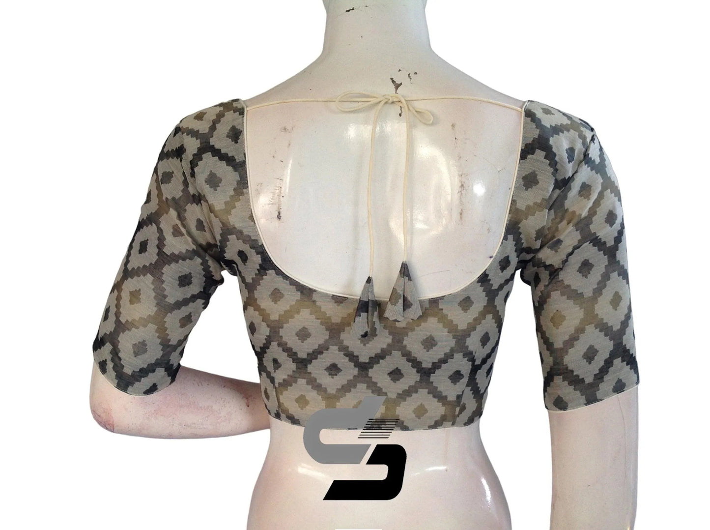 Grey Color Multi silk Readymade Blouse, Indian Saree Blouse - D3blouses