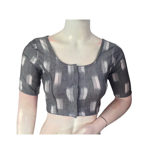 Grey Cotton Readymade Saree Blouse: A Versatile Essential - D3blouses