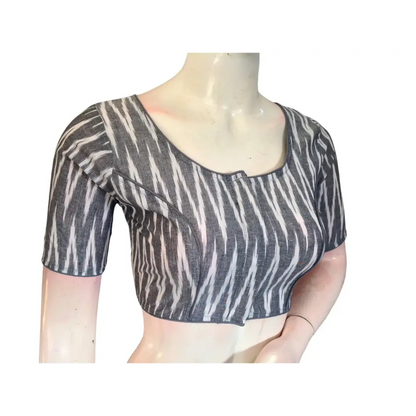 Grey Grace: Readymade Cotton Saree Blouse - D3blouses