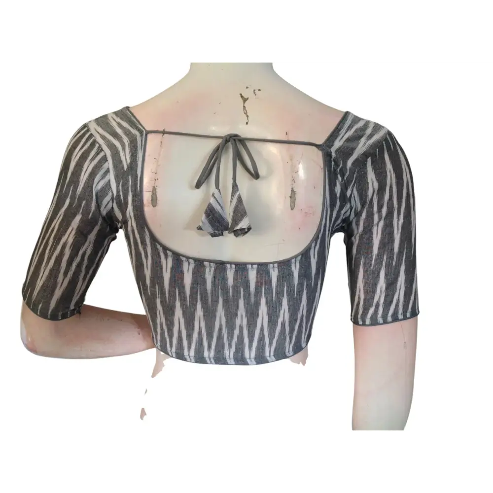 Grey Grace: Readymade Cotton Saree Blouse - D3blouses