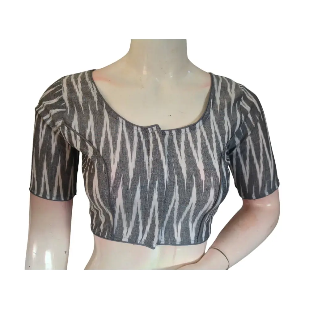 Grey Grace: Readymade Cotton Saree Blouse - D3blouses