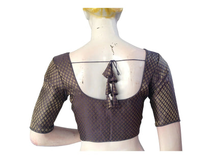 Grey Saree blouse, Silk Saree Readymade Blouse, Brocade Saree Blouse - D3blouses