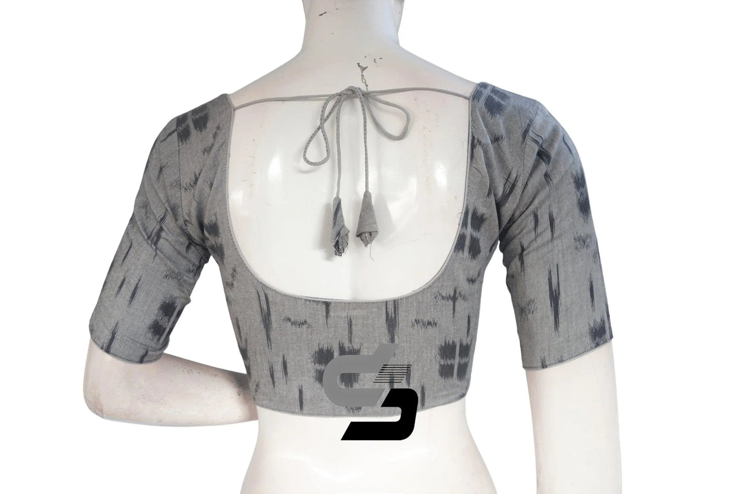 Grey, Upgrade Your Wardrobe with Stylish Ikkat Designer Cotton Readymade Blouse - D3blouses