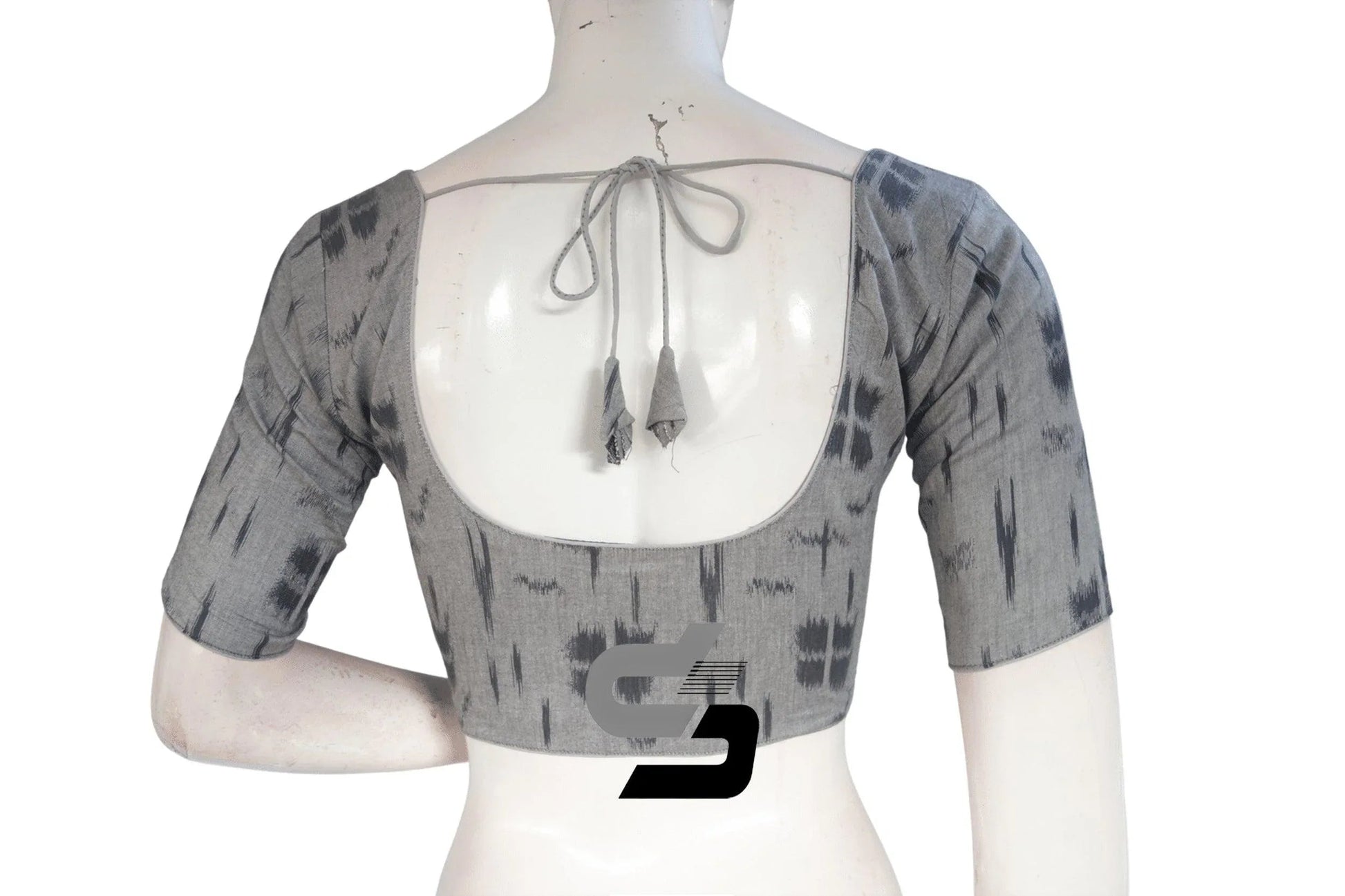 Grey, Upgrade Your Wardrobe with Stylish Ikkat Designer Cotton Readymade Blouse - D3blouses