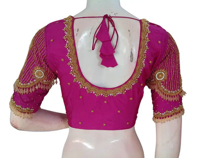 Heavy Aari Handwork Bridal Silk Readymade Blouse - Multi Color Options (Padded Princess Cut) Readymade Blouse